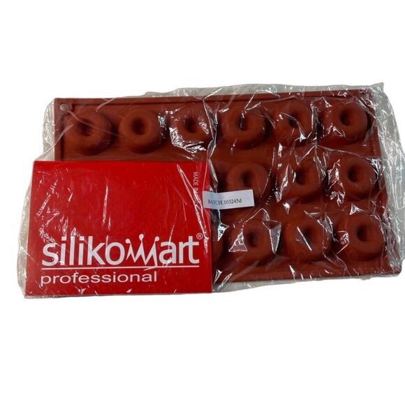 Silikomart Other - Silikomart Red Silicone Baking Mold  Mini Donut Size New Sealed u Italy 18 Slots